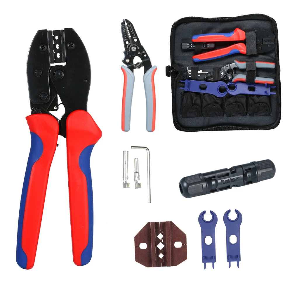 

Crimping Tool Kit Crimper + Cutter + Stripper Plier Set for Terminal Crimping Pliers Electrician Tools Set MC4-A2546B-4