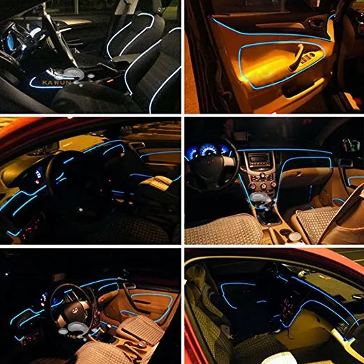 6 м звуковой активный RGB светодиодный светильник для салона автомобиля, Многоцветный EL неоновый светильник с полосками, Bluetooth, приложение для телефона, управляемый атмосферный светильник 12 В