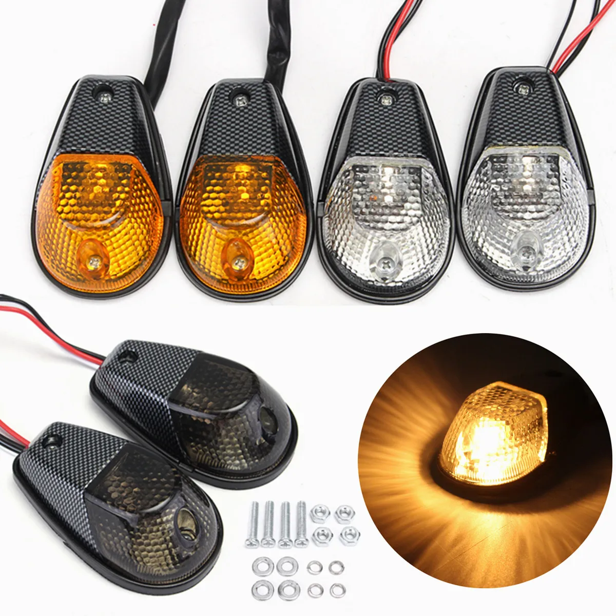 

Universal Motorcycle Carbon Turn Signals lamp Flush Mount Light ABS 3Color for Kawasaki for Ymaha for Honda for Suzuki