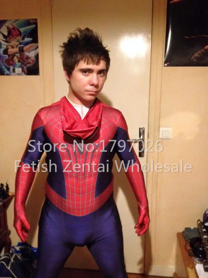 High Quality Halloween Superhero Spiderman 2 blue red Zentai Suits Aveners Women Men Kids Spiderman Costume With Eyemask/Shoes