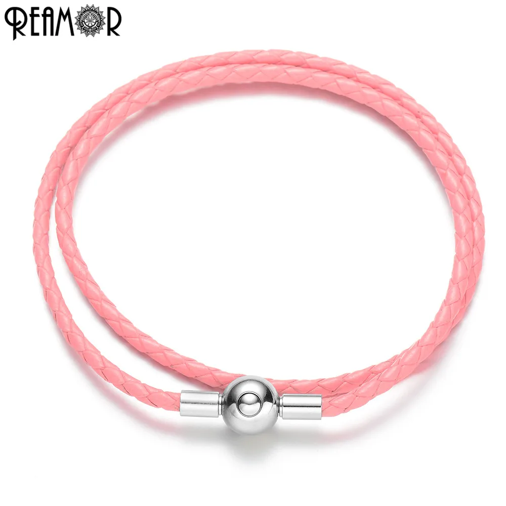 

REAMOR Double Layer Genuine Leather Braided Women Bracelet 4 Types Rope Chain Women Bracelets & Bangles Jewelry For Girl Gifts