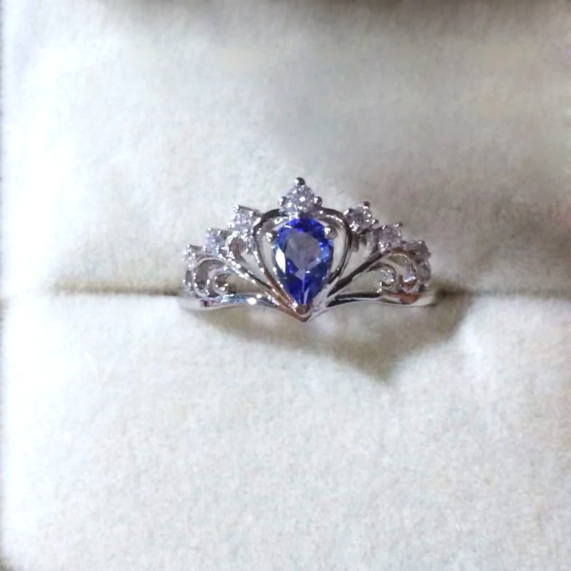 

New Jewelry Anillos Qi Xuan_Fashion Jewelry_Blue Stone Crown Rings_S925 Solid Silver Woman Rings_Factory Directly Sales