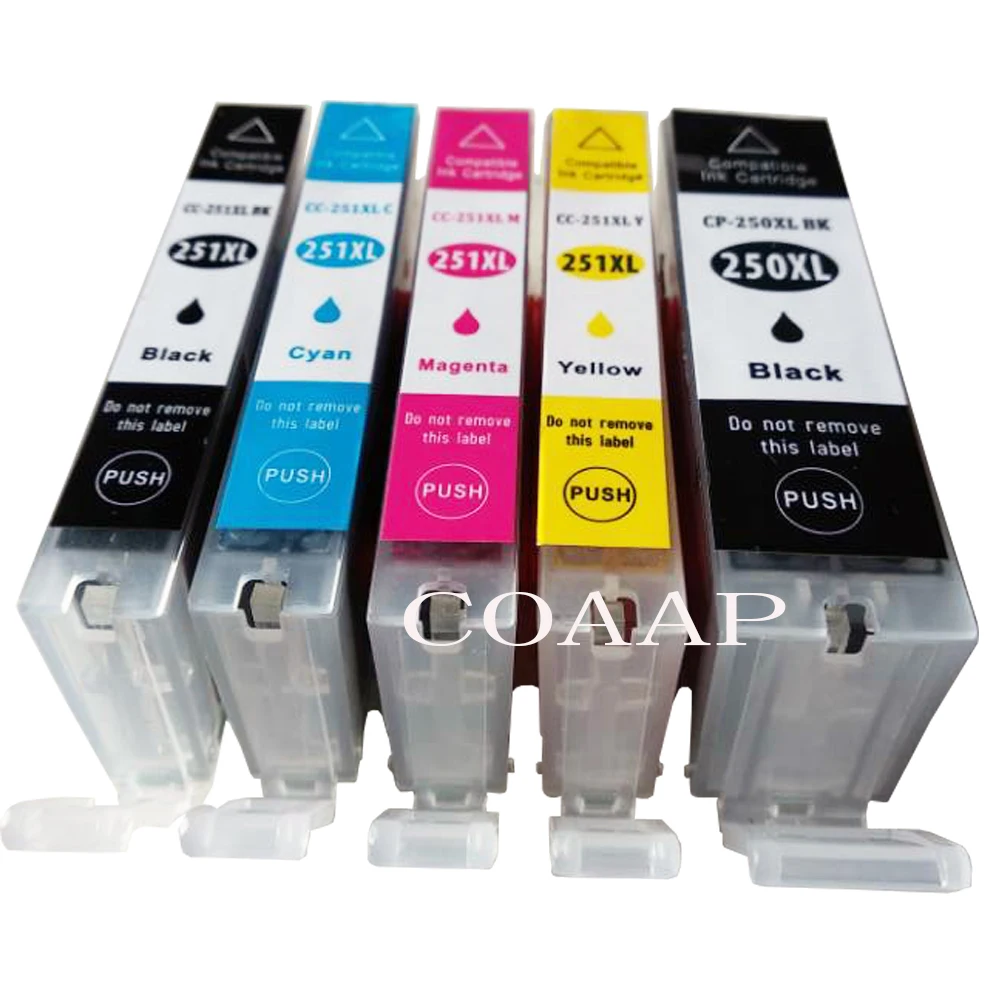 

5 Compatible PGI 250 CLI 251 ink cartridge For canon PIXMA MG5420 MG5422 MG5520 MG5522 MG6420 IP7220 MX722 MX922 IX6820 printer