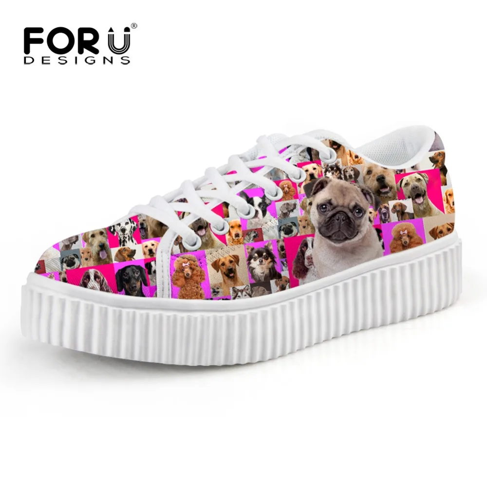 

Summer Women Flats Platform Shoes Casual Animal Cute Pug Dog Poodle Print Creepers Shoes Thick Bottom Women Zapatos Mujer Ladies