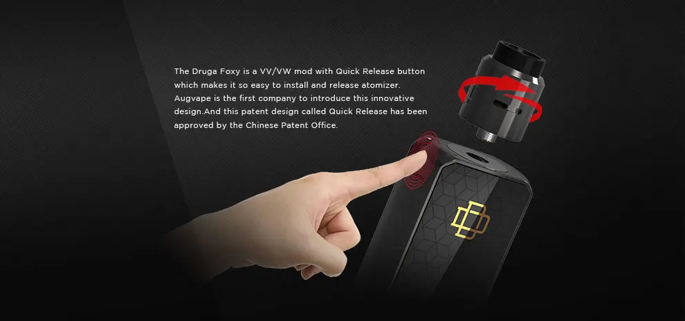 Augvape Druga Фокси» из мультфильма для мальчика, коробка модов Quick Release лакированная 150 Вт Dual 18650 батарея vv Mod OLED Дисплей сопротивление электронная сигарета мод