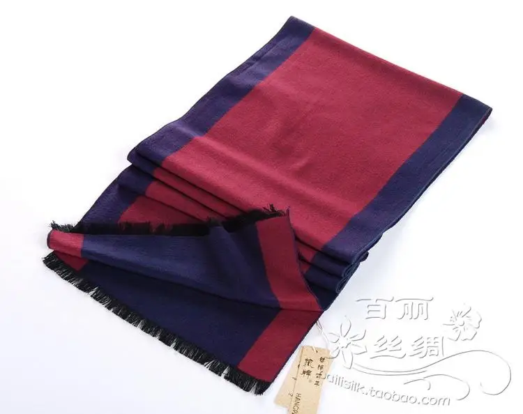 Silk warm and delicate 8 mulberry silk men's scarf to warm up black and white plaid male scarf