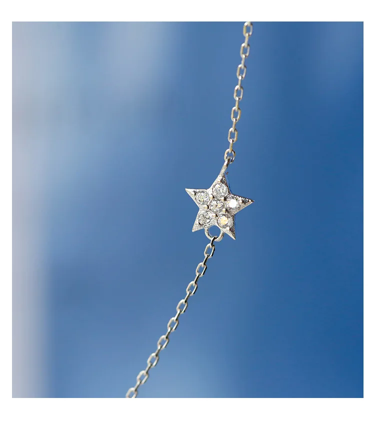 925 пробы Серебряное ожерелье с подвеской в виде Луны с кисточкой и звездой для женщин, модное Очаровательное ожерелье в Корейском стиле, Женские Ювелирные изделия