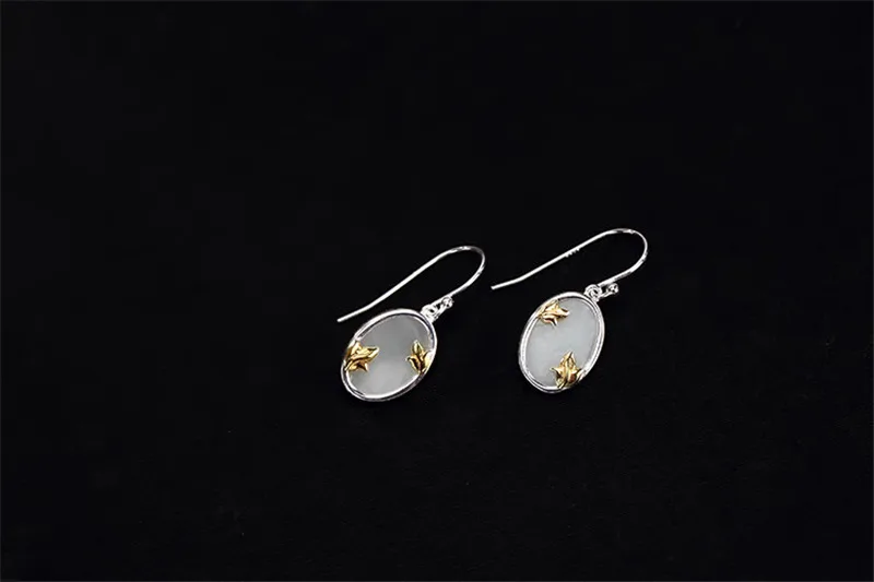 V. YA 925 пробы Серебряный цветок магнолии серьги натуральный белый камень серьги для женщин креативные серебряные ювелирные изделия