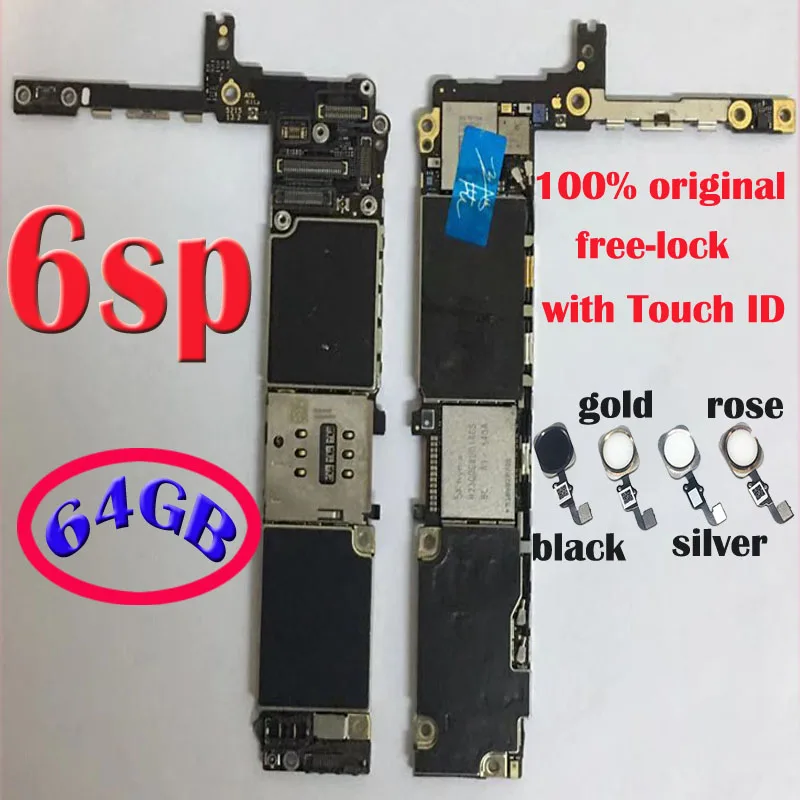 

For iphone 6s plus original motherboard,64GB memory,with touch id,without IClouc id and good working 6sp 5.5 motherboard