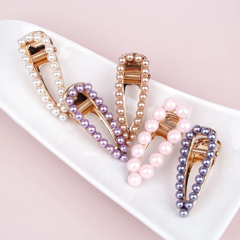 

2019 Women Elegant Pearl Flower Waterdrop Shape Alloy Hairpins Barrettes Hair Clips Headwear Lovely Ins Fashion Hair Accessories