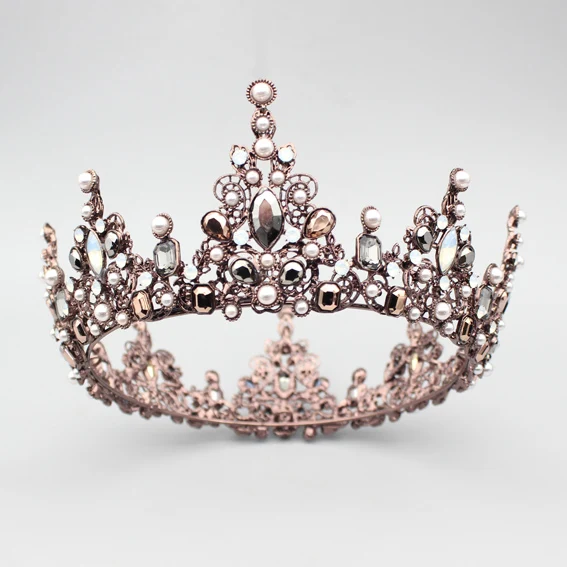 Великолепная Хрустальная винтажная Королевская корона, свадебная тиара для женщин, диадема на выпускной вечер, украшения для волос, свадебные украшения для волос невесты, аксессуары для волос - Окраска металла: Baroque Tiara