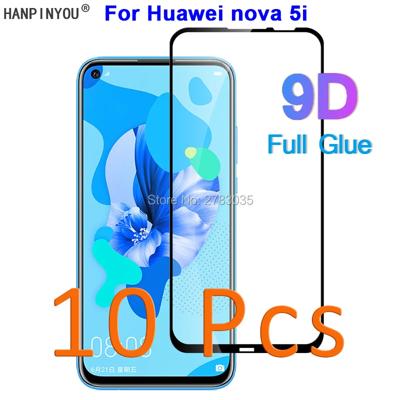 

10 Pcs/Lot For Huawei Nova 5i 6.4" 5D 6D 9D Full Glue Cover Toughened Tempered Glass Film Screen Protector Guard