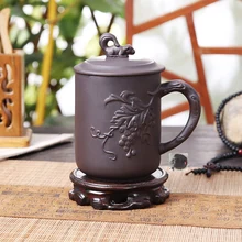 Новинка, 1 шт., чайный горшок, фиолетовый, ручная работа, 420 мл, высокая емкость, чип, чайная чашка, чайный набор с крышкой, с фильтром, чай, утечка, чай, офисные чашки