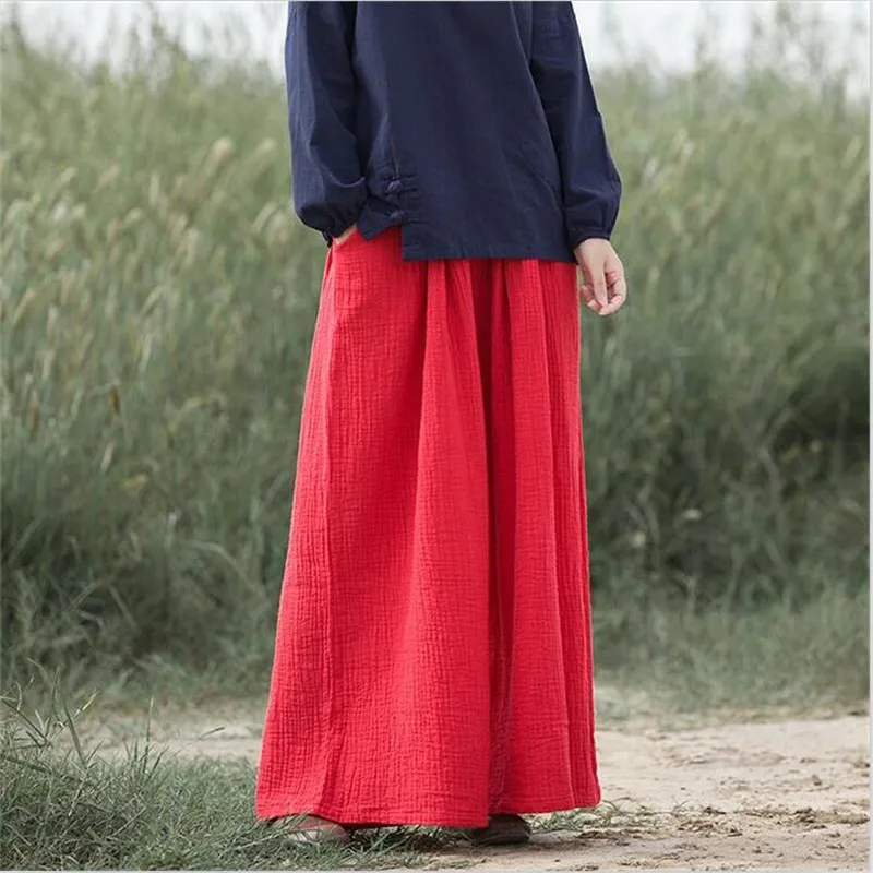 

2019 Women Casual Wide Leg Pants Loose Solid Trousers With Pocket Pants 14 Color Cotton Linen Plus Size Pants M-7XL