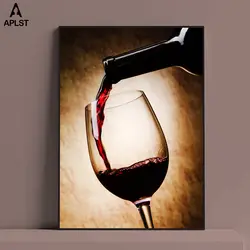 Красное вино Стекло напечатанное изображение картин маслом плакат современный холсте ресторан-бар украшение кухонной стены для столовой
