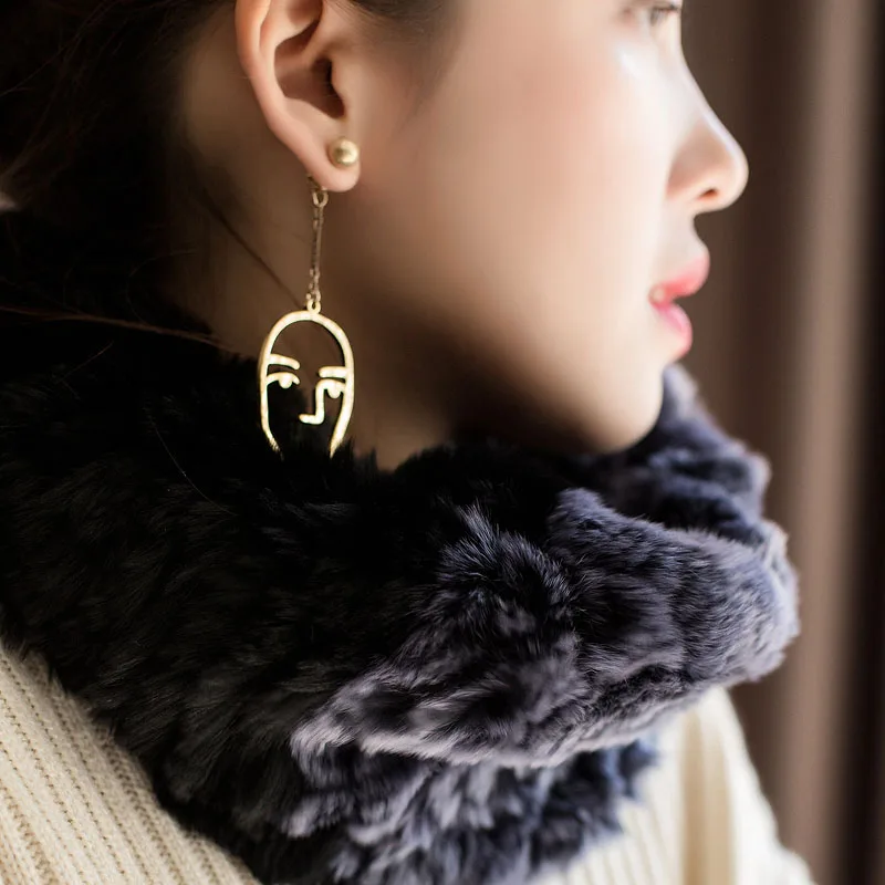 Женские асимметричные серьги висюльки с изображением лица|dangling earrings for women|dangle