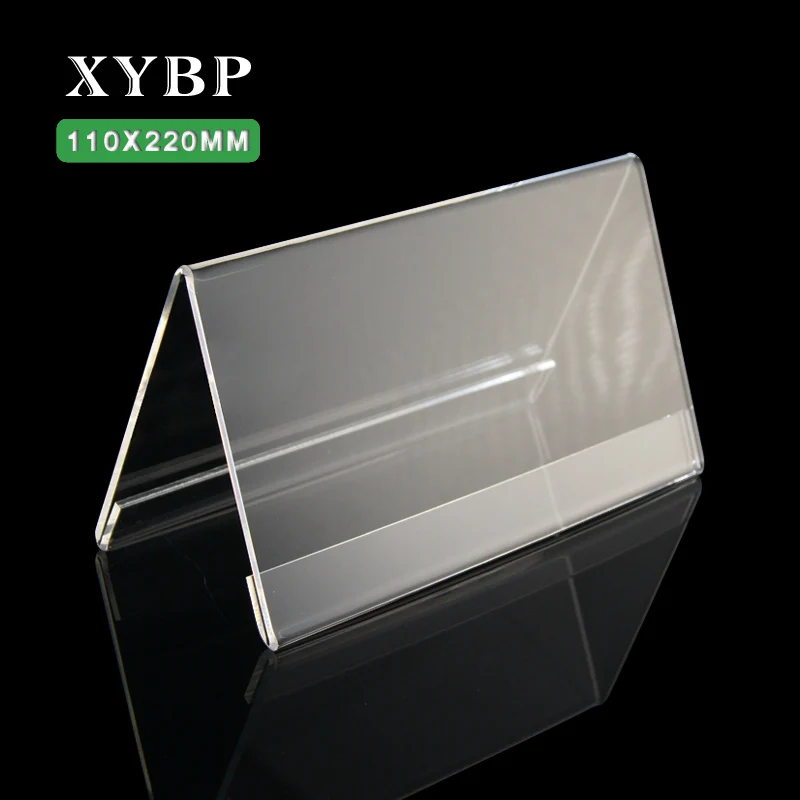

XYBP 110*220mm V shape Acrylic Office Desktop Sign Display Price Name Business Card Label Nameplate Table Number Holder