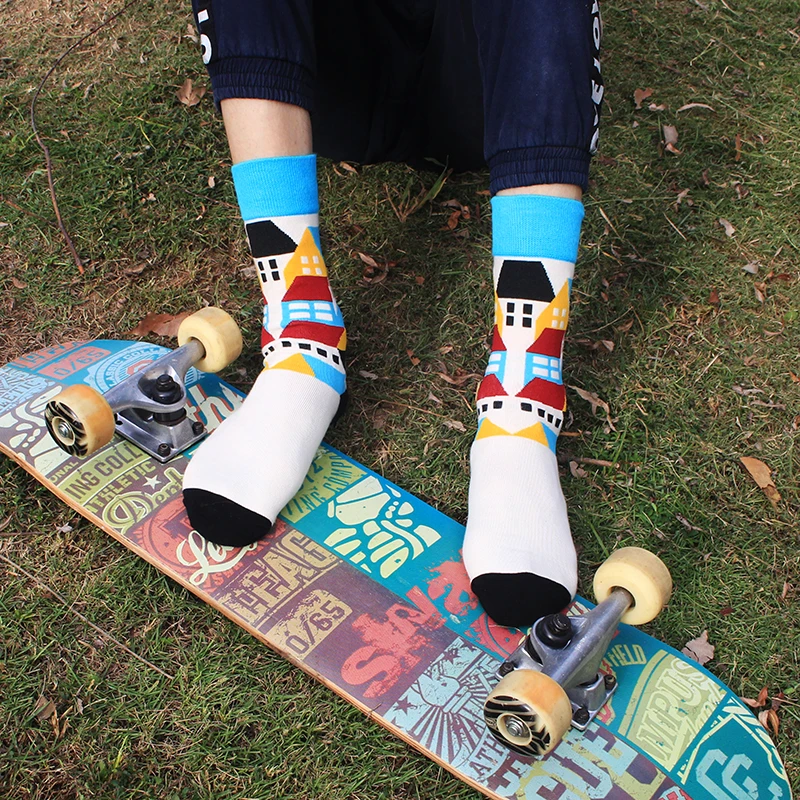 

2018 New Popular Fashion Valentine's Day Gifts 3 Pairs Polka Dots Geometric Cotton Funny Crew Socks For Man Boyfriend