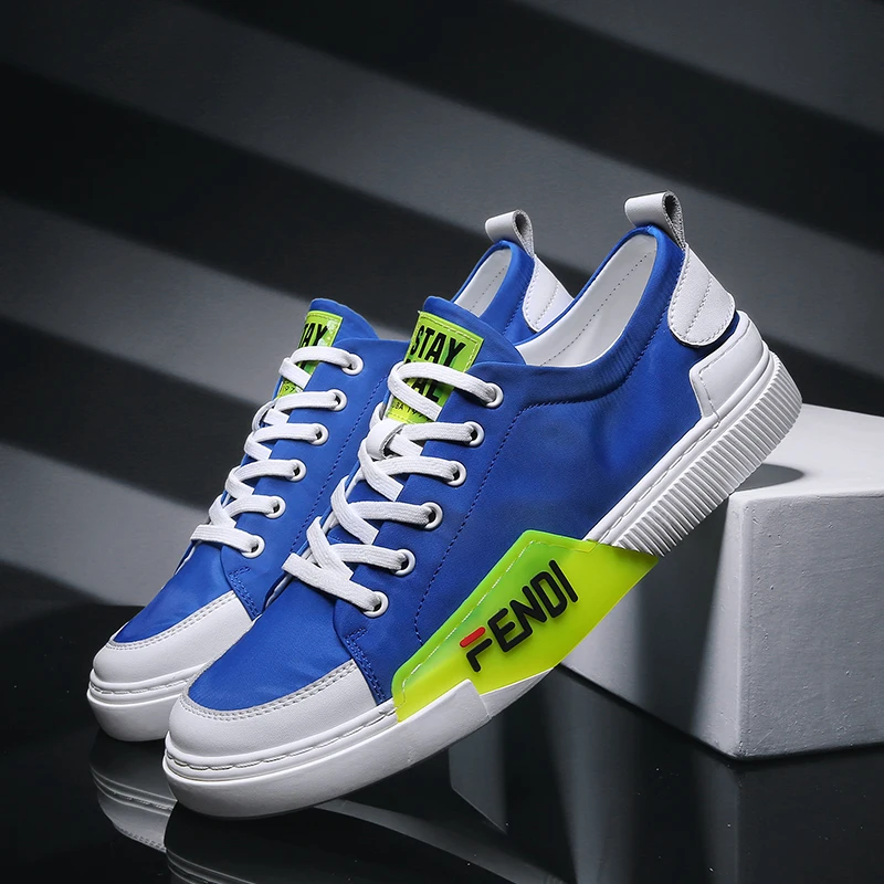 

Popular Young Casual Shoes For Boy Rubber Bottoms Hole Sneakers Luxury Brand Mens Leather Sneakers Blue Yellow Fashion Men Shoes