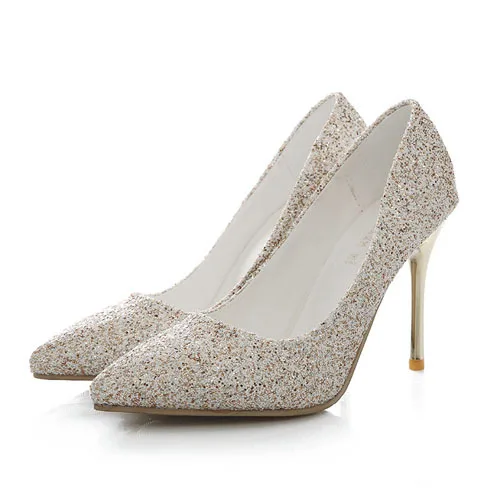 ENMAYLA/модные блестящие туфли-лодочки свадебные туфли с острым носком туфли на высоком каблуке женские туфли-лодочки без шнуровки; цвет белый, черный - Цвет: light yellow