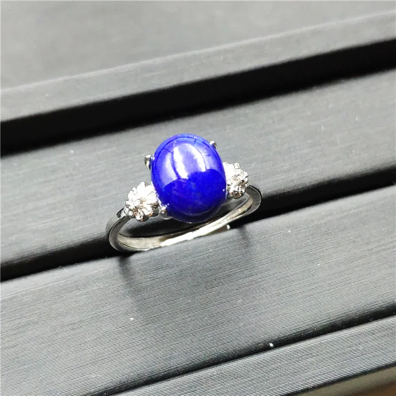 

Fashion Ring Genuine Natural Lapis Lazuli Gemstone Adjustable Size Ring 10x9mm Beads For Woman Man Blue Stone Anniversary Ring