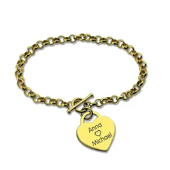 AILIN Personalized Heart Nameplate Bracelet Gold Color Engraved Name Bracelet My Heart with You Charm Bracelet Love Jewelry
AILIN Personalized Heart Nameplate Bracelet Gold Color Engraved Name Bracelet My Heart with You Charm Bracelet Love Jewelry