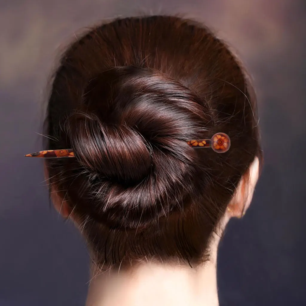 4 Pcs BOHO Style Printed Wooden Hair Pin Stick Women Lady Hair Chopstick Sandalwood Hairstick 13cm for Wedding Prom Bridal