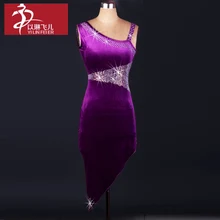 2017 Latin salsa dresses women Tango dancing costumes sleeveless rhinestone dress custom-made standard competition dance costume