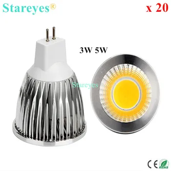 買取 送料無料 20 ピース 5 ワット 3 ワット調光対応 MR16 AC & DC12V LED COB スポットライトつりランプランプ電球 Led シーリングライト照明