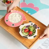 Мультяшная бамбуковая посуда животные Детские миска для кормления Младенческая Детская тарелка Экологичная милая детская тарелка для еды