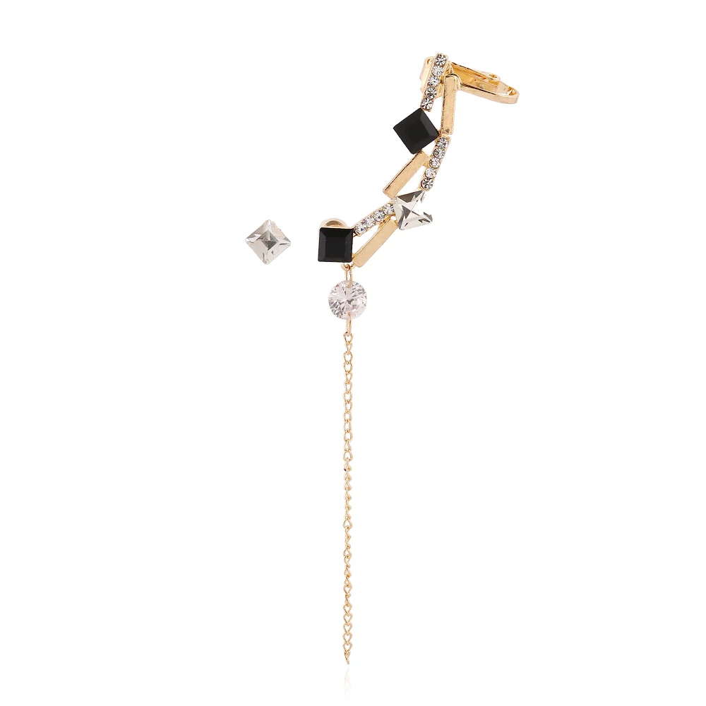 

2pcs/set Inlaid crystal sailboat shape Clip Earrings Left Right Silver Gold Earring Clip Ear Cuff Earring Jewelry FY057