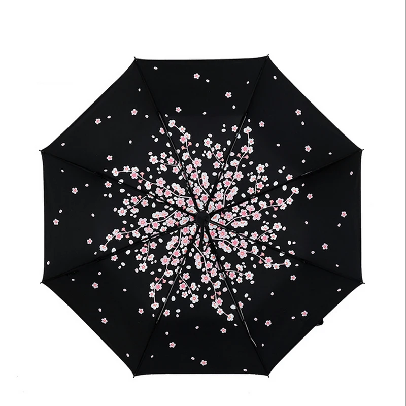 Hot Sale Beautiful Sakura Flores Umbrellas Women Rain Cherry Blossoms Japanese Umbrella Charm
