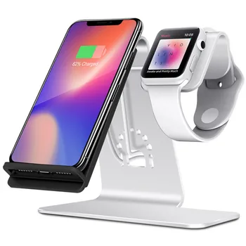 

2 in 1 for iPhone for Apple Watch Wireless Charger Watch Aluminum Alloy Base Bracket Wireless Charging Stand