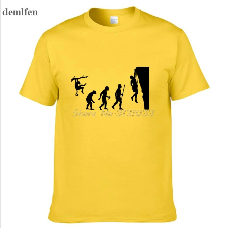 Новая забавная футболка «Эволюция человека и скалолазания», мужская повседневная хлопковая футболка, летняя модная футболка в стиле хип-хоп, топы - Цвет: blue