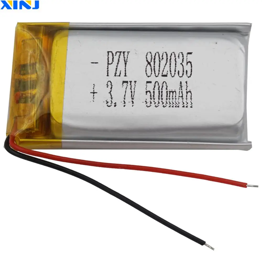 

XINJ 3.7V 500mAh Polymer LiPo Battery 802035 For Measuring instrument GPS Sat Nav Music player Driving recorder Camera DVC DVR