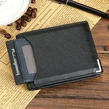 Мужской кошелек Baellerry, кожаный кошелек из ПУ кожи, деловой однотонный мужской держатель для карт, ультра тонкий короткий кошелек, черный, коричневый