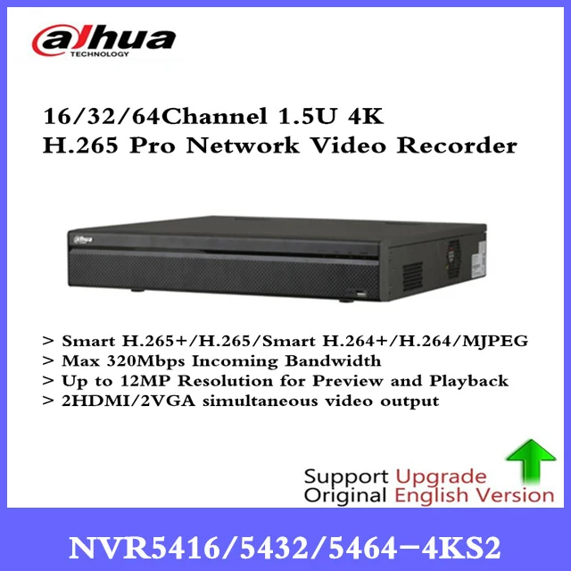 

Original English version 16/32/64 Channel 1.5U 4K Network Video Recorder NVR5416-4KS2 NVR5432-4KS2 NVR5464-4KS2,free Shipping.