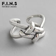 F.I.N.S античное винтажное плетение серебра 925 кольца на палец 925 пробы серебряные кольца для женщин открытые манжеты кольцо хорошее ювелирное изделие