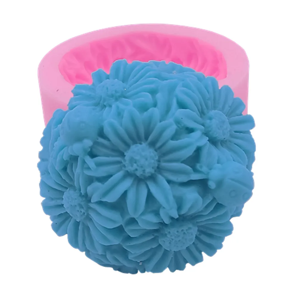 Great Mold Sunflower Design Silicone Soap Mold Candle Mold DIY Round Silicone Mold for Soap