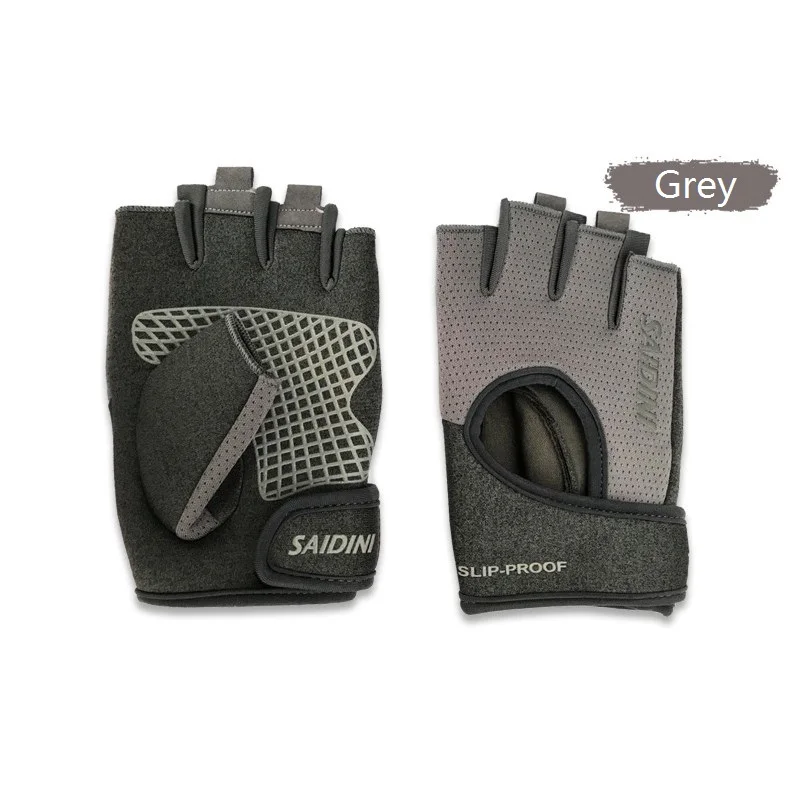 Grey 1 пара Для Женщин Половина Finger перчатки для занятий тяжелой атлетикой фитнес-спорт подготовку тренировки запястье перчатки Вес подъема перчатки спортивные - Цвет: Grey