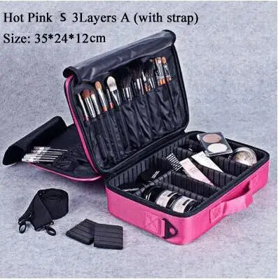 Профессиональные косметички, косметичка, органайзер для женщин, для путешествий, косметичка, косметичка, большая емкость, косметичка, чемоданы для макияжа - Цвет: Pink  S 3Layers