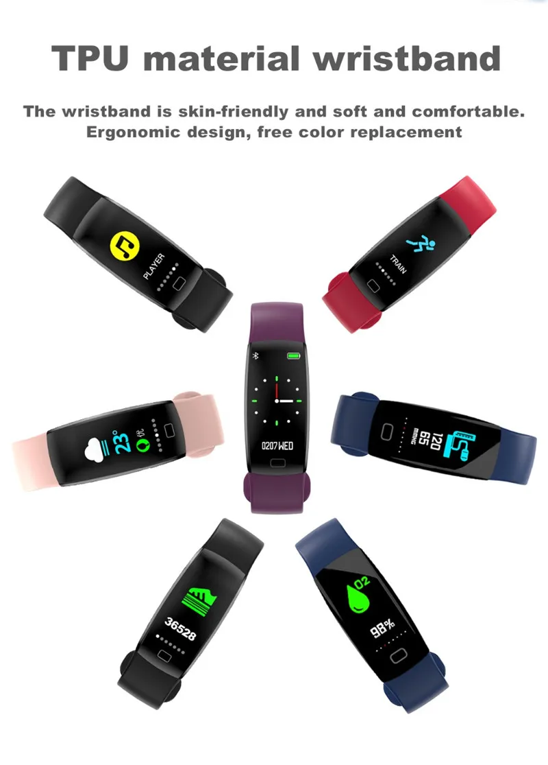 F64 HR умный Браслет F64HR Smartband водонепроницаемый монитор сна фитнес-браслет умные часы будильник для iOS Android