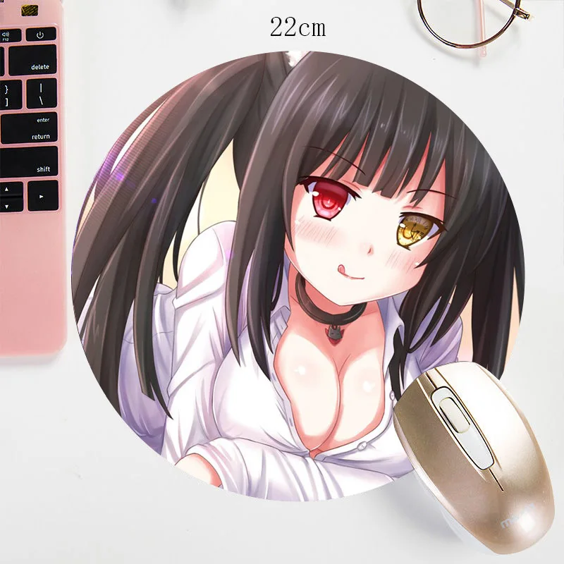 

Japan Anime Round Mouse Pad Watercolor B3w Prints Custom Mouse Mat 22X22CM Small Size MousePad Nightmare DATE A LIVE Tokisaki