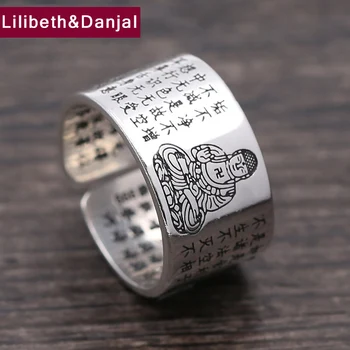 

Ring S999 Sterling Silver Buddhist Heart Sutra Zodiac Signs Adjustable Ring Women Men gift Fine Jewelry FR64