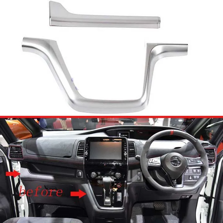 

For NISSAN SERENA C27 2017 2018 2019 ABS Pearl Chrome Matte Interior Instrument Panel Around trim Only fit Right hand drive
