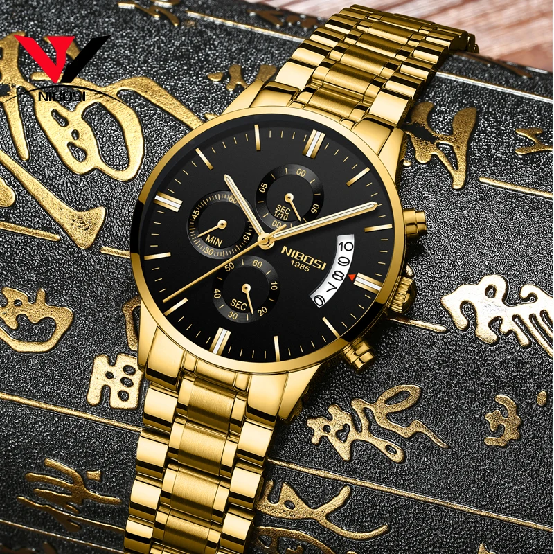 Kaufen Relogio Masculino NIBOSI Sport Uhren Für Männer Military Armee Analog Chronograph Männer Uhr Edelstahl Kleid Männlichen Uhr Saat