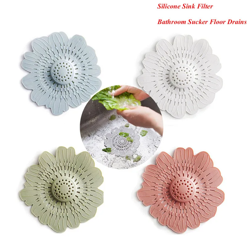 

1Pcs Hot Sale Silicone Kitchen Cleaner Sink Filter Sewer Drain Hair Colanders/Strainers Filter Bathroom Hair Catcher with Sucker