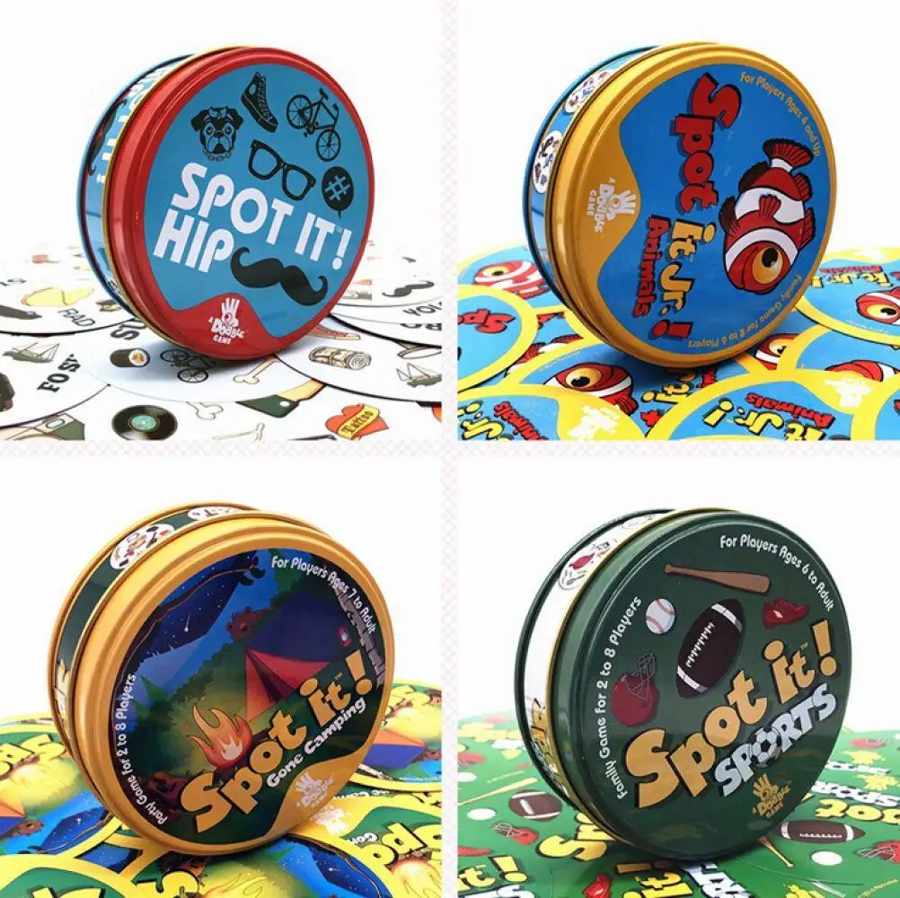 

2018 spot cards game it has metal box English version for family activities party board game