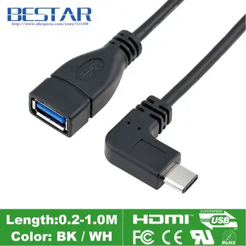 

5Gbp/s New elbow design Left & Right Angle USB 3.1 USB-C Type C OTG Cable 1m 3ft Type-c USB On-The-Go cables 1 Meter