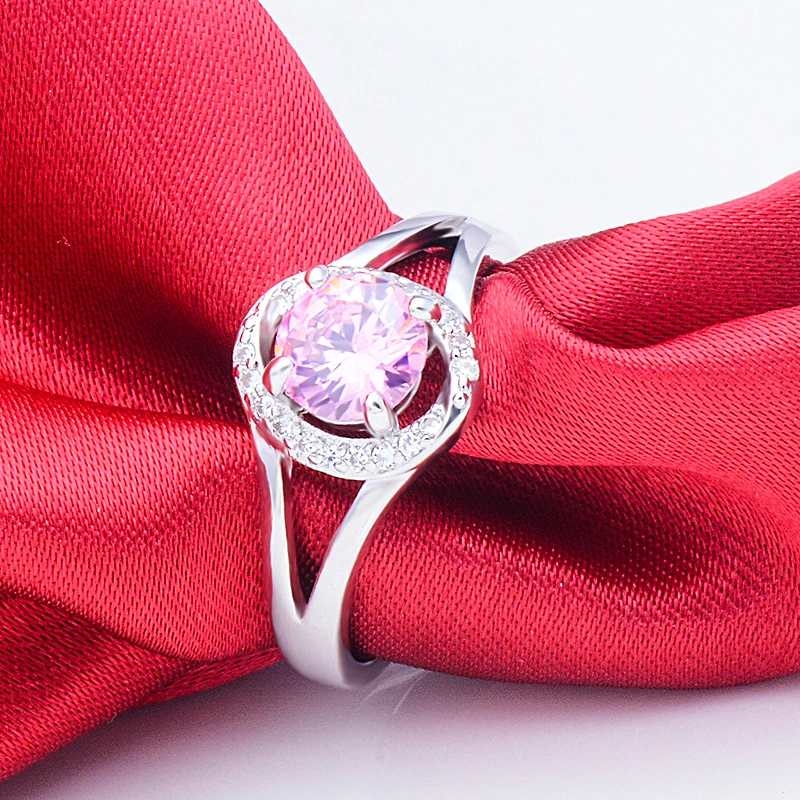 MISANANRYNE Elegant Bridal Wedding Rings Silver Color Rings Anillos With Pink AAA+ Zircon CZ Finger Rings Size 7-9 New Arrival